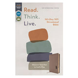 NIV Brown Imitation Leather Read Think Live 365-Day Devotional Comfort Print Bible