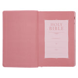 NLT Pink Pattern Faux Leather Standard Bible Thumb Indexed