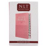 NLT Pink Pattern Faux Leather Standard Bible Thumb Indexed