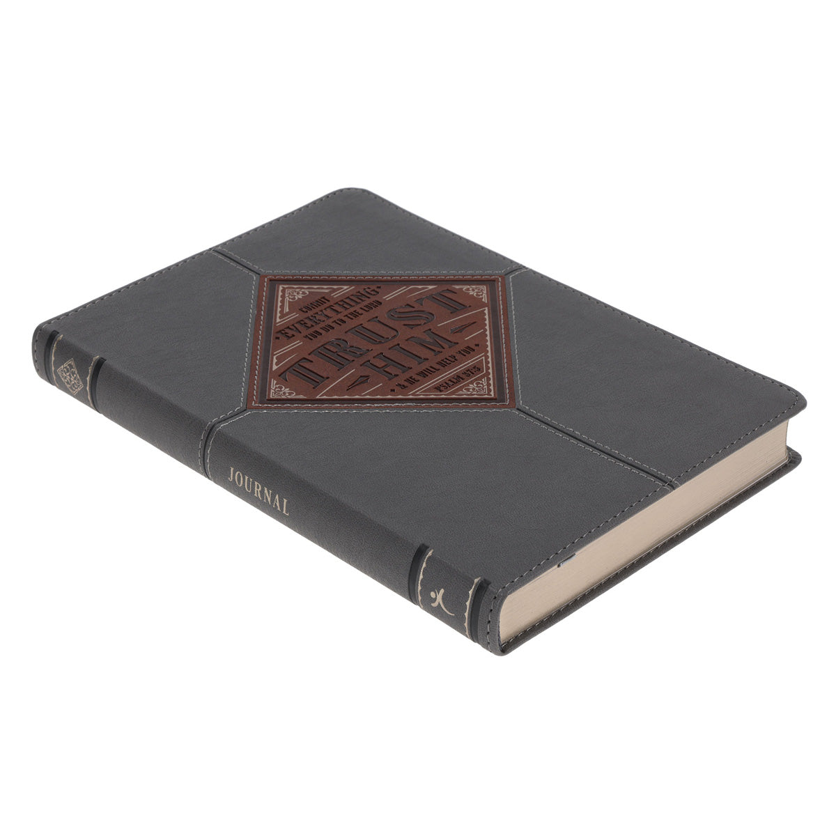 Trust Him Grey Faux Leather Journal
