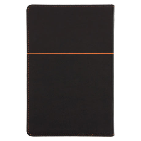 NLV Donkerbruin en Oranje Kunsleer Standaard Bybel Met Duimgrepe