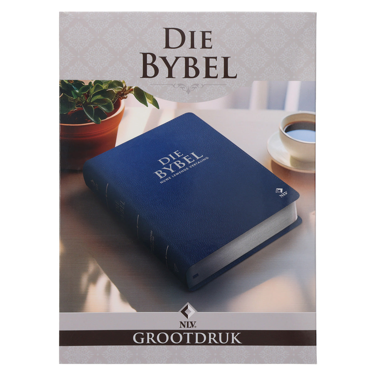 NLV Koningsblou Egte Leer Grootdruk Bybel