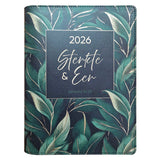 2026 18-Maande Dagbeplanner vir Vroue - Sterkte en Eer - Kunsleer met Rits