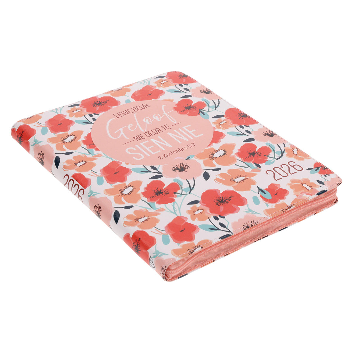 2026 18-Maande Dagbeplanner vir Vroue - Lewe Deur Geloof - Kunsleer met Rits