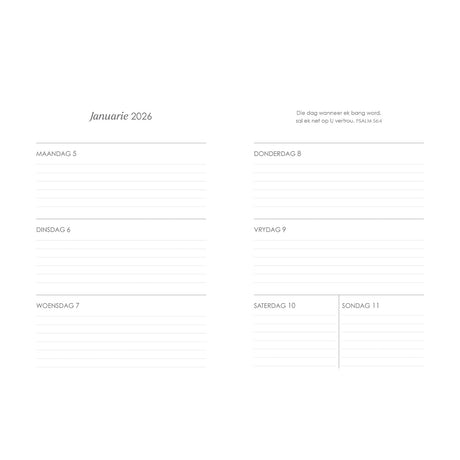2026 Dagboek - Dagbeplanner - Sterk en Dapper - Ringbind