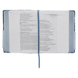 NLV Donkerblou Blomme Kunsleer Joernaal-Bybel