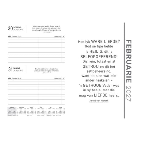 2027 Dagboek - Professionele Jaarbeplanner - Ek Weet Wat Ek vir Julle Beplan - Kunsleer met Rits