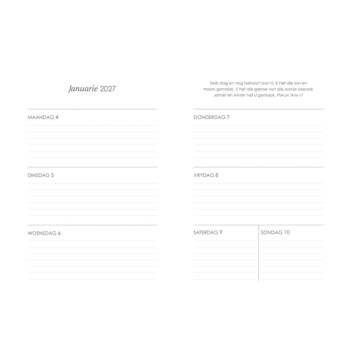 2027 Dagboek - Dagbeplanner - Sy Liefde Het Geen Einde Nie - Ringbind