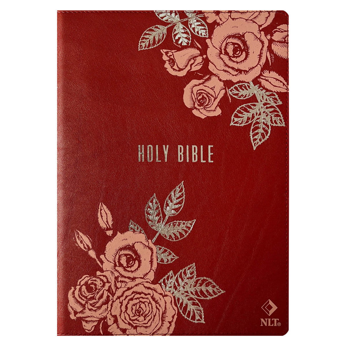 NLT Red Roses Genuine Leather Bible Large Print