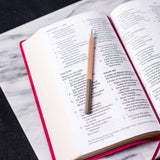 NKJV Pink Faux Leather Personal Size End Of Verse Reference Bible Large Print Comfort Print