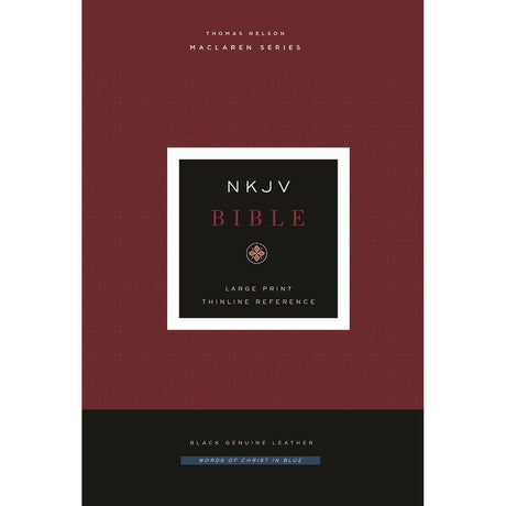 NKJV Thinline Ref Bible Black Comfort Print Maclaren Series (Genuine Leather)