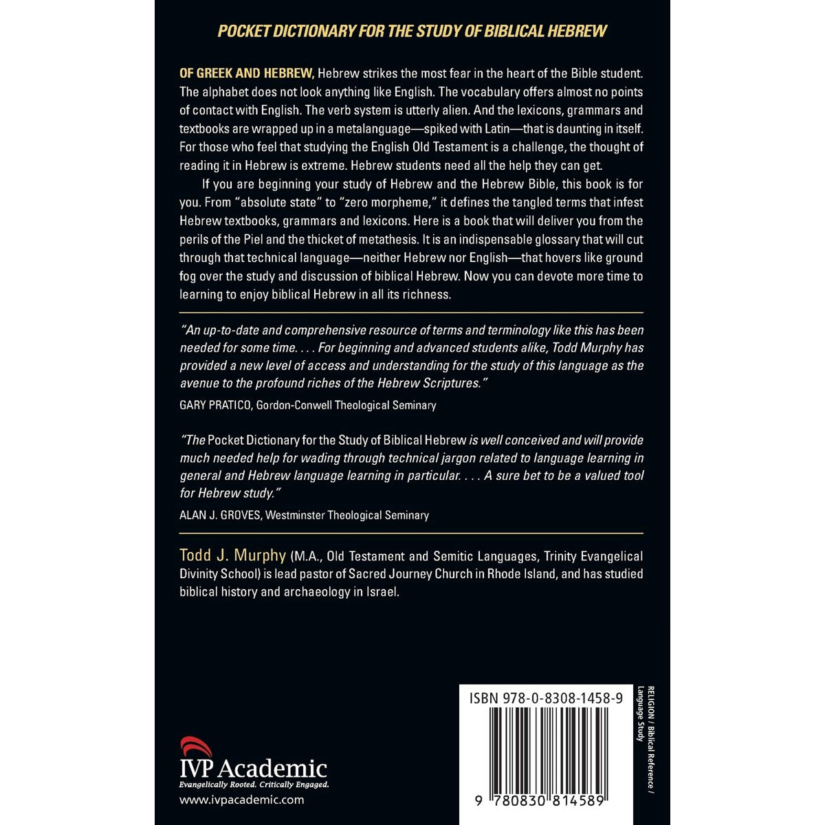 Pocket Dictionary For The Study Of Biblical Hebrew (The IVP Pocket Reference)(Paperback)