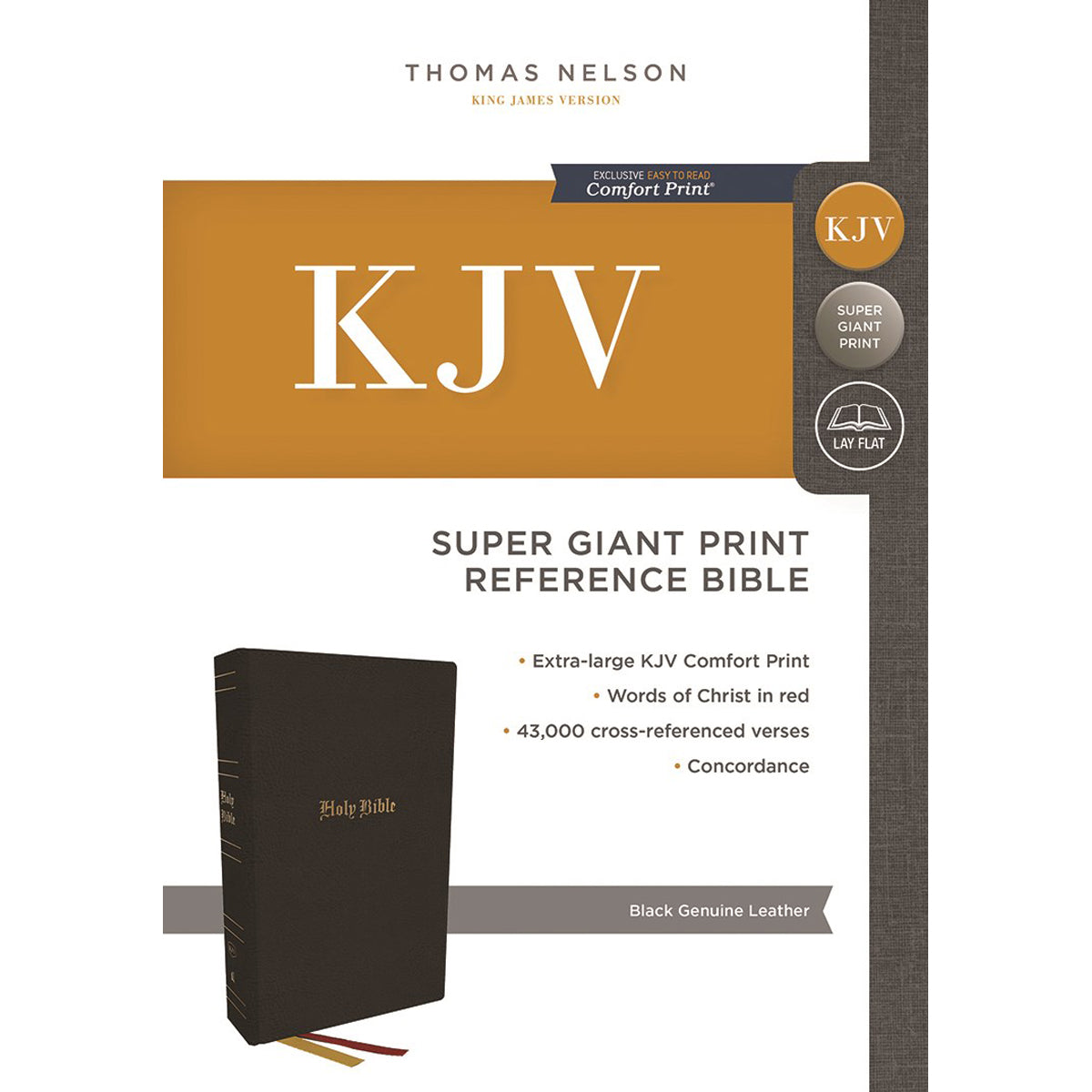 KJV Reference Super Giant Print Bible Red Letter Idx Black (Genuine Leather)