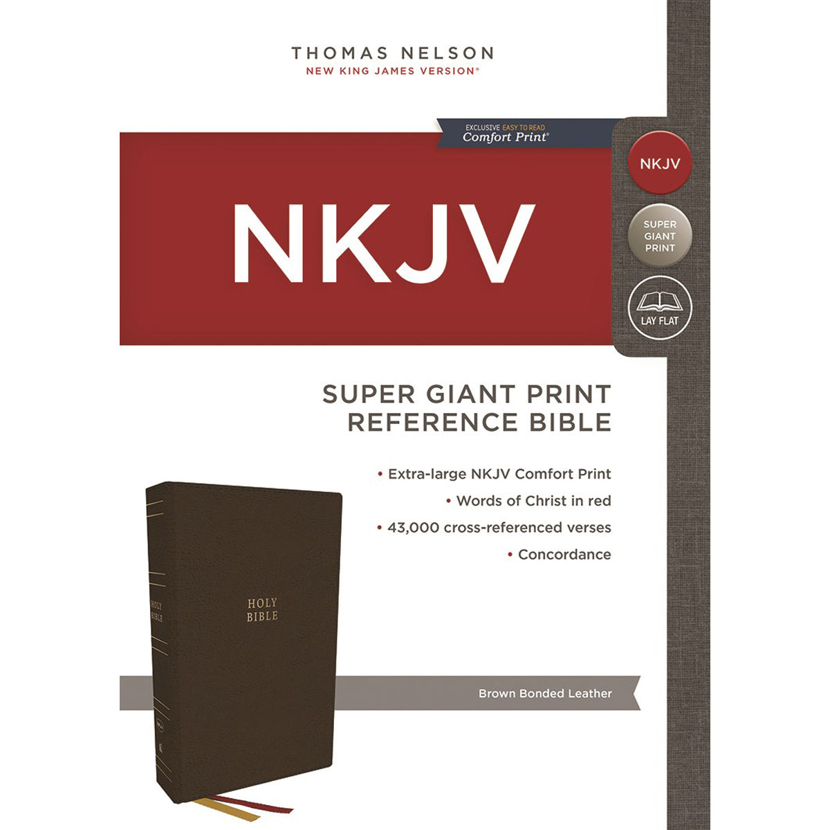 NKJV Reference Super Giant Print Bible Red Letter Idx Brown (Imitation Leather)