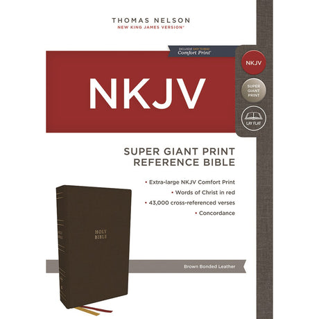 NKJV Reference Super Giant Print Bible Red Letter Idx Brown (Imitation Leather)