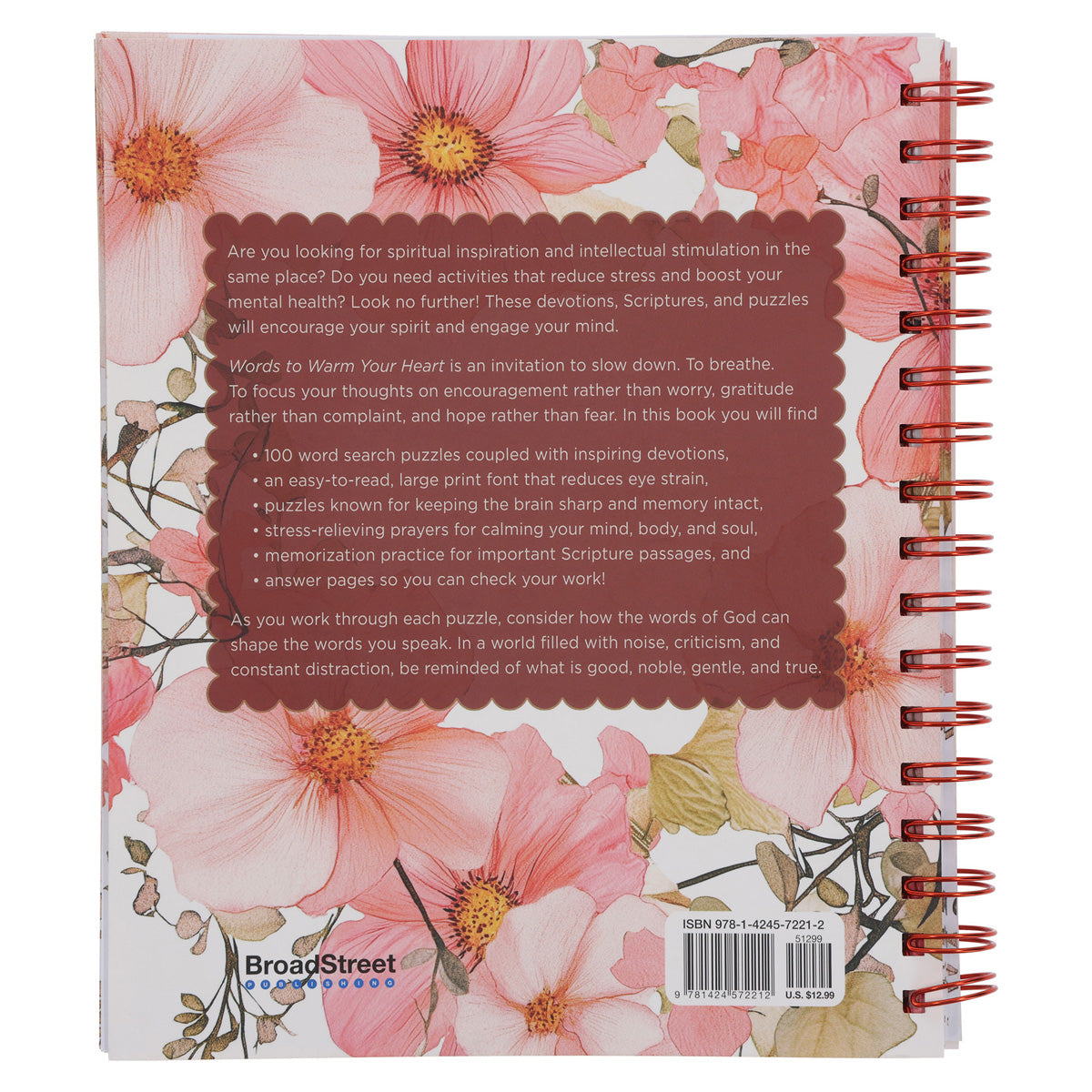 Bible Word Search Devotional: Words to Warm Your Heart Large Print (Spiral-Bound)