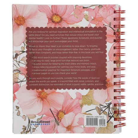 Bible Word Search Devotional: Words to Warm Your Heart Large Print (Spiral-Bound)