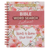 Bible Word Search Devotional: Words to Warm Your Heart Large Print (Spiral-Bound)