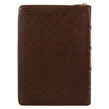 NLV Neutbruin Kunsleer Bybel Grootdruk Met Ritssluiter & Duimgrepe