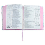 NLV Turkoois Met Pienk Blomme Kunsleer My Kreatiewe Joernaal-Bybel