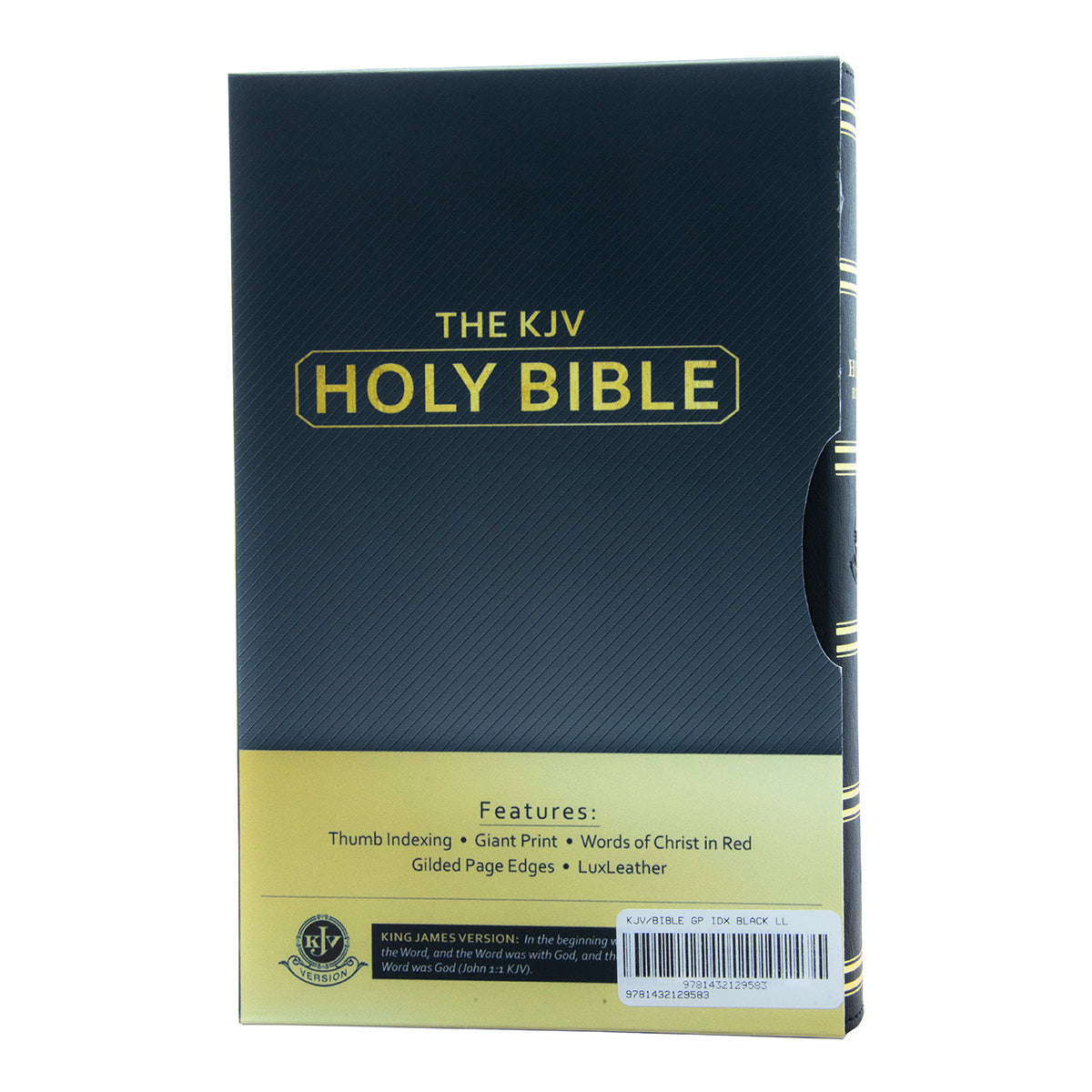 KJV Black Faux Leather Holy Bible Giant Print Thumb Indexed With Sleeve