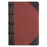 KJV Brandy & Dark Brown Genuine African Leather Bible Giant Print Indexed Red Letter