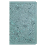 KJV Floral Leaf Teal Imitation Leather Filament Thinline Reference Bible Large Print