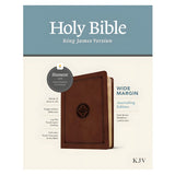 KJV Wide Margin Filament Bible, Red Letter, Imitation Leather, Dark Brown Medallion