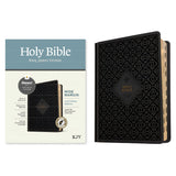 KJV Wide Margin Filament Bible, Red Letter, Indexed, Hardcover, Ornate Tile Black