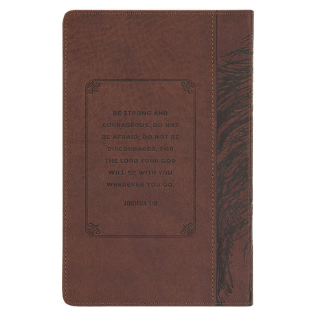KJV Brown Lion Faux Leather Flexcover Deluxe Gift Bible With Zip