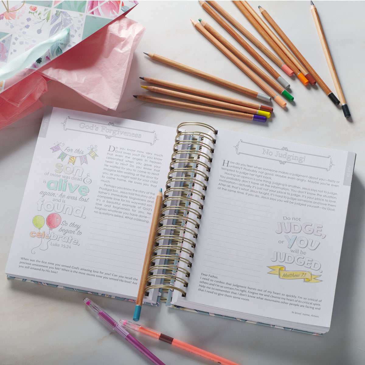 The Illustrated Words of Jesus for Women: A Devotional Coloring Book (Spiral-Bound)