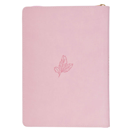 He Will Cover You with His Feathers Pink Faux Leather Journal with Zipped Closure