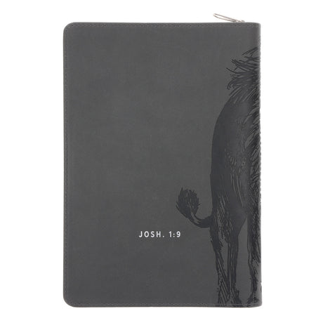 Be Strong and Courageous Faux Leather Journal with Zipped Closure