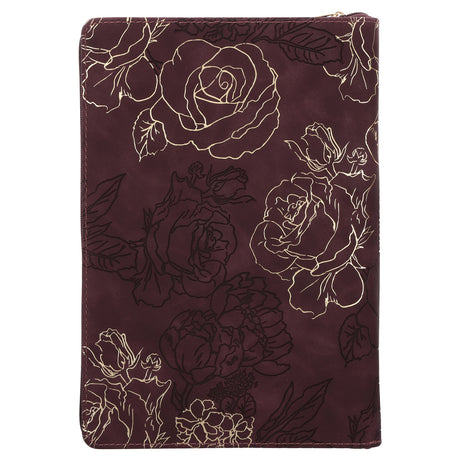 She Is Clothed with Strength and Dignity Burgundy Faux Leather Journal with Zipped Closure