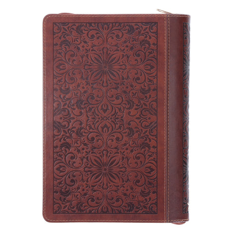 For God So Loved the World Brown Faux Leather Journal with Zipped Closure