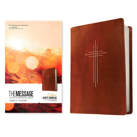 Message Dark Brown Gold Cross Imitation Leather Deluxe Gift Bible