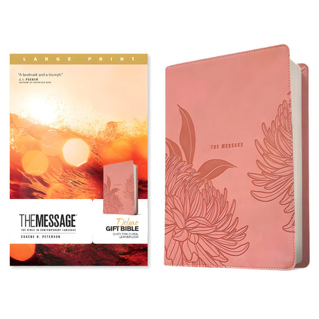 Message Dusty Pink Floral Imitation Leather Deluxe Gift Bible Large Print