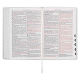 KJV White Faux Leather Thinline Large Print Bible With Thumb Indexing
