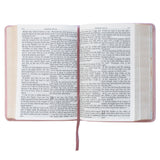 KJV Pink Floral Faux Leather Compact Bible Large Print