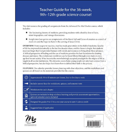 Advanced Pre-Med Studies Teacher Guide (Paperback)