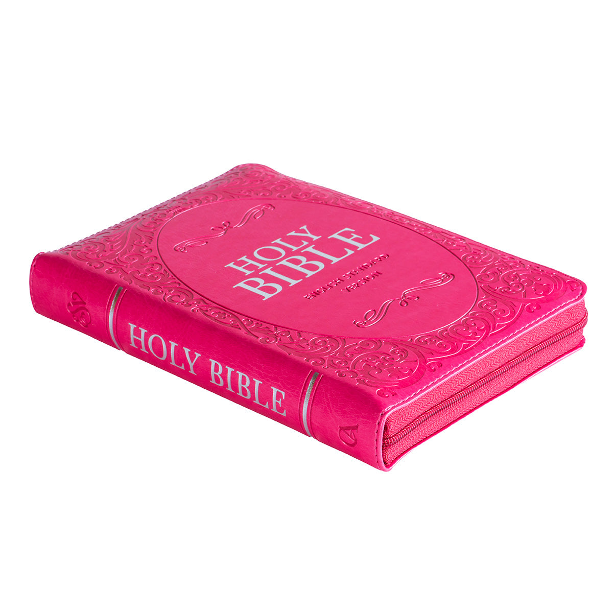 ESV Pink Faux Leather Compact Bible With Zip – Christian Art