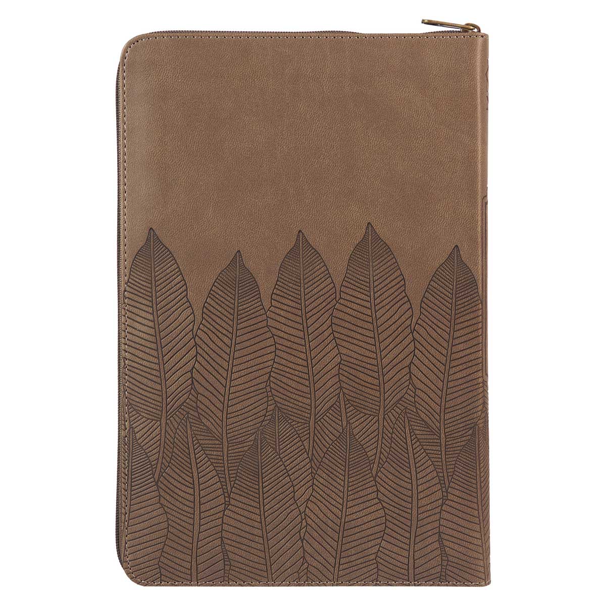 NLT Brown Leaves Faux Leather Flexcover Standard Bible Thumb