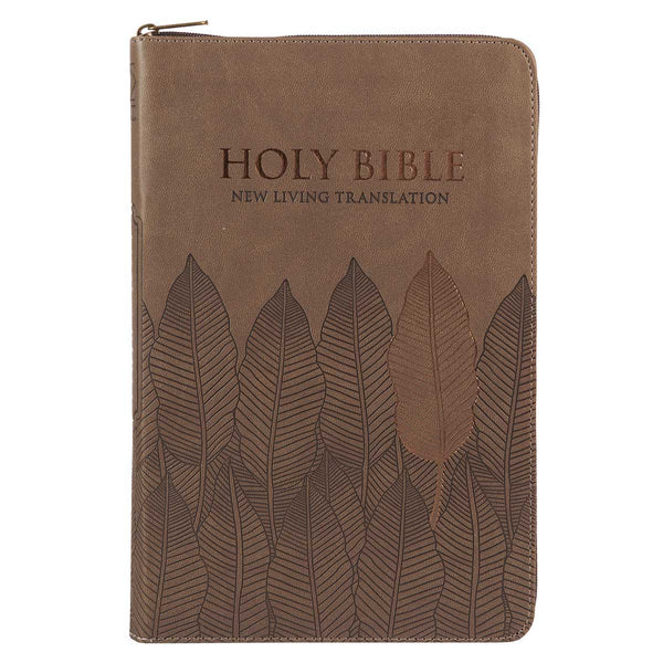 NLT Brown Leaves Faux Leather Flexcover Standard Bible Thumb