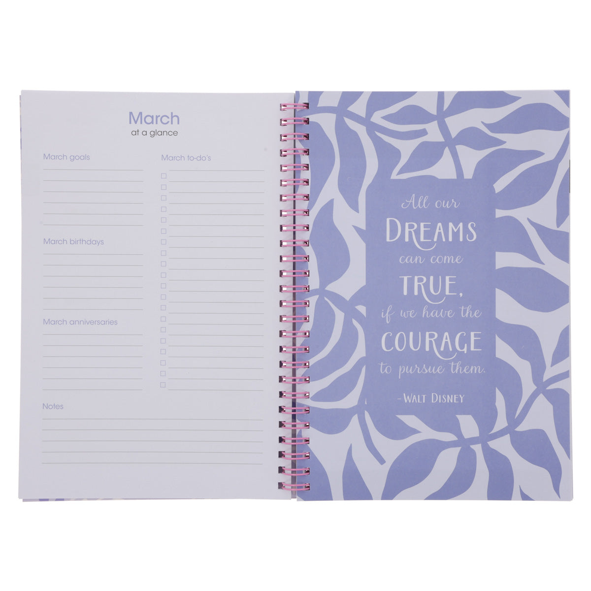 2026 Diary - Daily Planner - Inspirational - Great Things Await - Wirebound