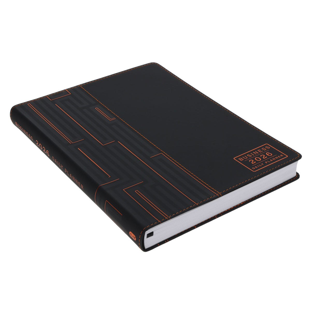 2026 A4 Business Diary - Daily Planner - Architecture Lines Black - Imitation Leather