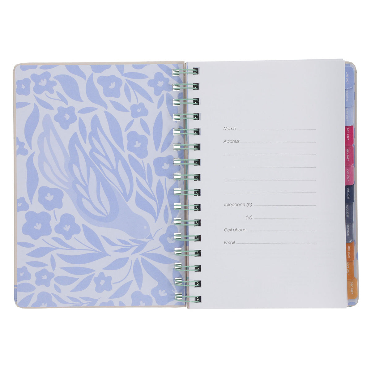 2027 A5 Diary - Daily Planner - Floral Bird - Wirebound