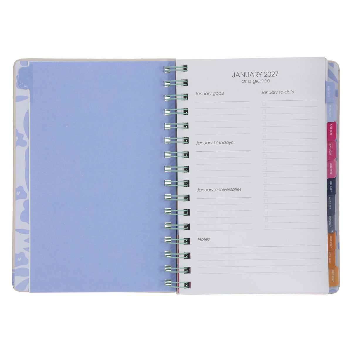 2027 A5 Diary - Daily Planner - Floral Bird - Wirebound