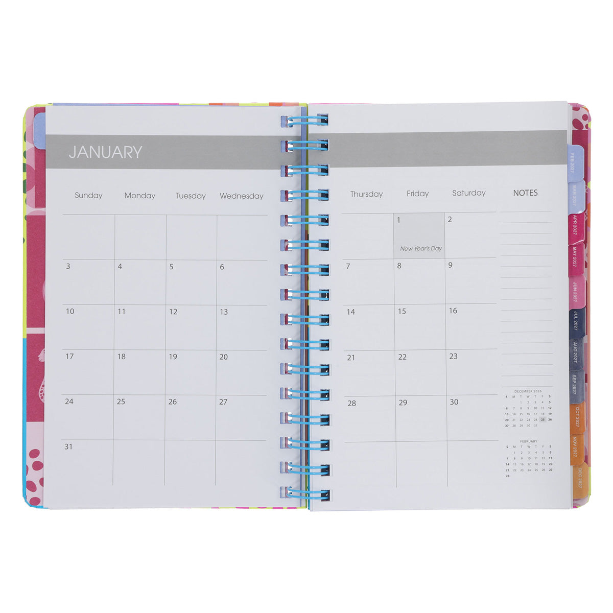 2027 A5 Diary - Daily Planner - Neon - Wirebound