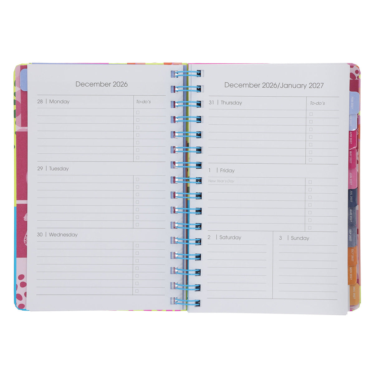 2027 A5 Diary - Daily Planner - Neon - Wirebound