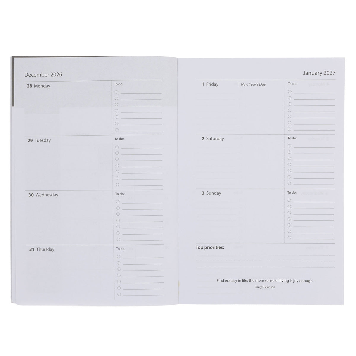 2027 A5 Diary - Daily Planner - Navy & Gold Birds - Paperback